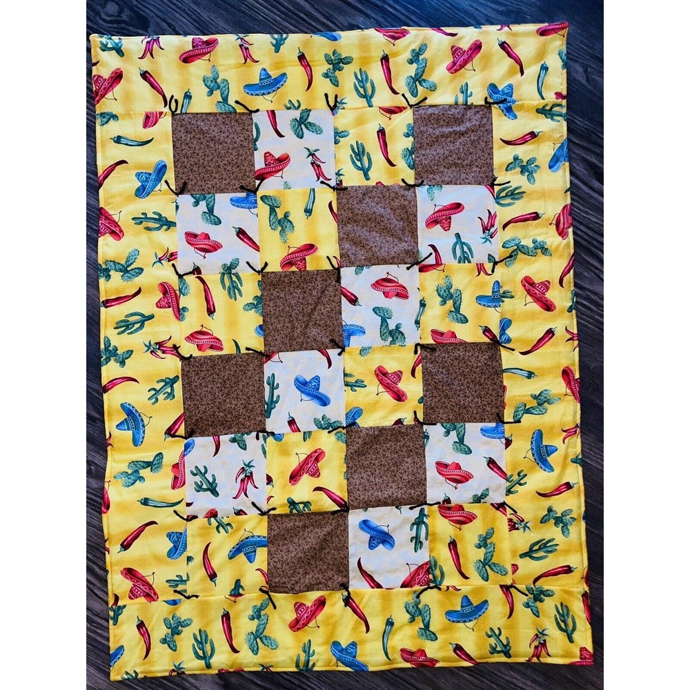 Handmade Hand Quilted Throw/Toddler‎ / Crib / Baby Quilt 31.5”x 43” #5